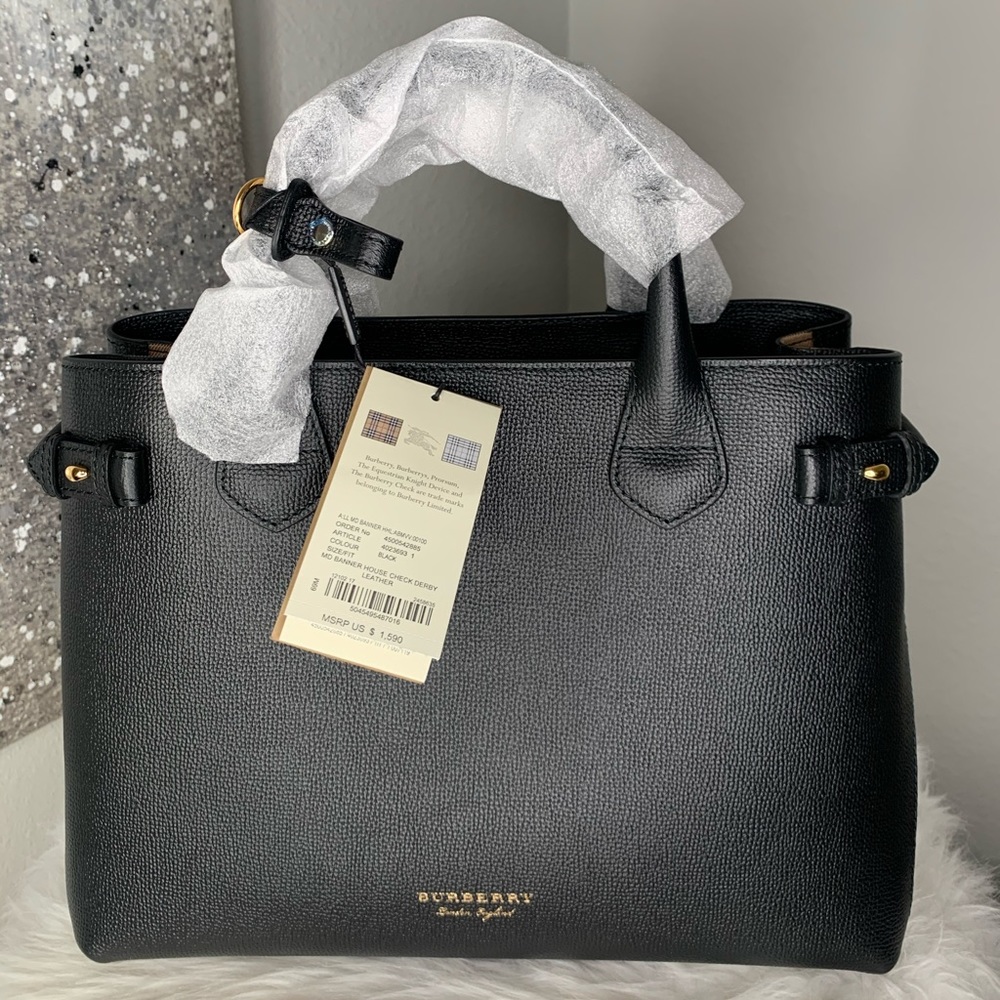 Burberry MD Banner House Check Derby Leather Bag - Picture 5 of 7